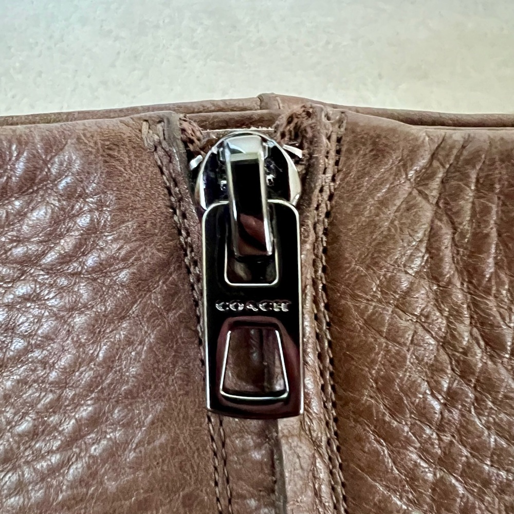 COACH Brown Mocha Leather Ankle Boots with Square Heel 7.5M - Picture 8 of 12